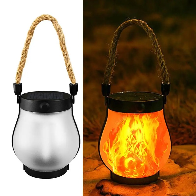 Camping Rope - โคมไฟพลังงานแสงอาทิตย์แบบชาร์จ USB สำหรับตั้งแคมป์ ตกแต่งสวน แขวนประดับ พร้อมเชือกป่าน
