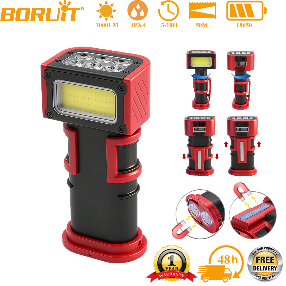 Outdoor Camping Adventure - BORUiT COB LED ไฟทำงาน 1000LM Type-C