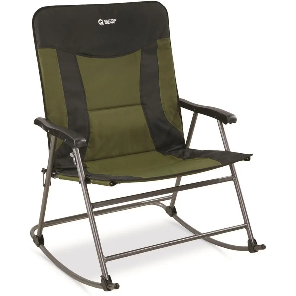 Outdoor Oversized Camping Chair - เก้าอี้โยกพกพาขนาดใหญ่ รับน้ำหนักได้ 600 ปอนด์ สำหรับตั้งแคมป์กลางแจ้ง ทนทานสำหรับผู้ใหญ่