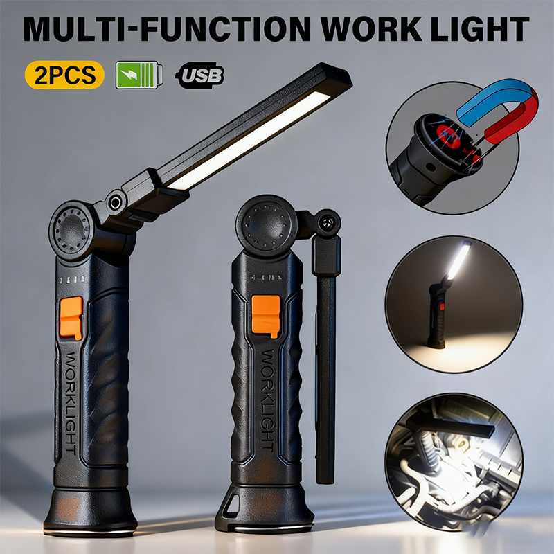Battery Outdoor Camping - ไฟฉาย LED แบบพกพา COB ชาร์จไฟผ่าน USB