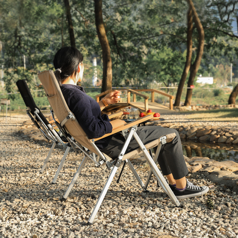 Outdoor Oversized Camping Chair - เก้าอี้พับกลางแจ้งขนาดใหญ่, เก้าอี้ชายหาดปรับเอนได้ทำจากอลูมิเนียมอัลลอย, พกพาสะดวกสำหรับตั้งแคมป์ ตกปลา และปิกนิก