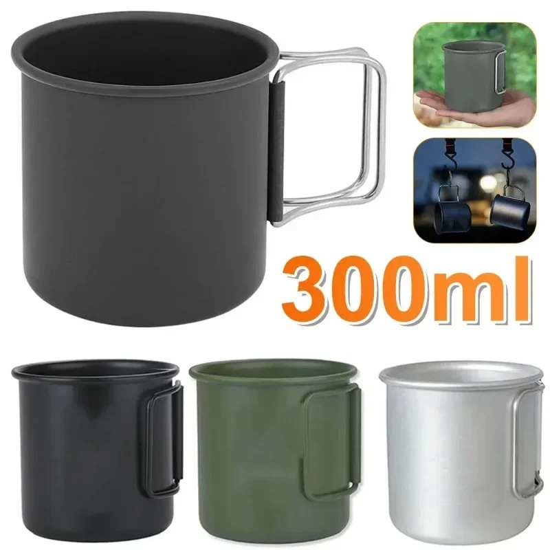 Outdoor Camping Essentials - ใหม่ 300 มล. ถ้วยอลูมิเนียมอัลลอยด์แบบพับได้ แก้วน้ำสำหรับตั้งแคมป์อเนกประสงค์ น้ำหนักเบา