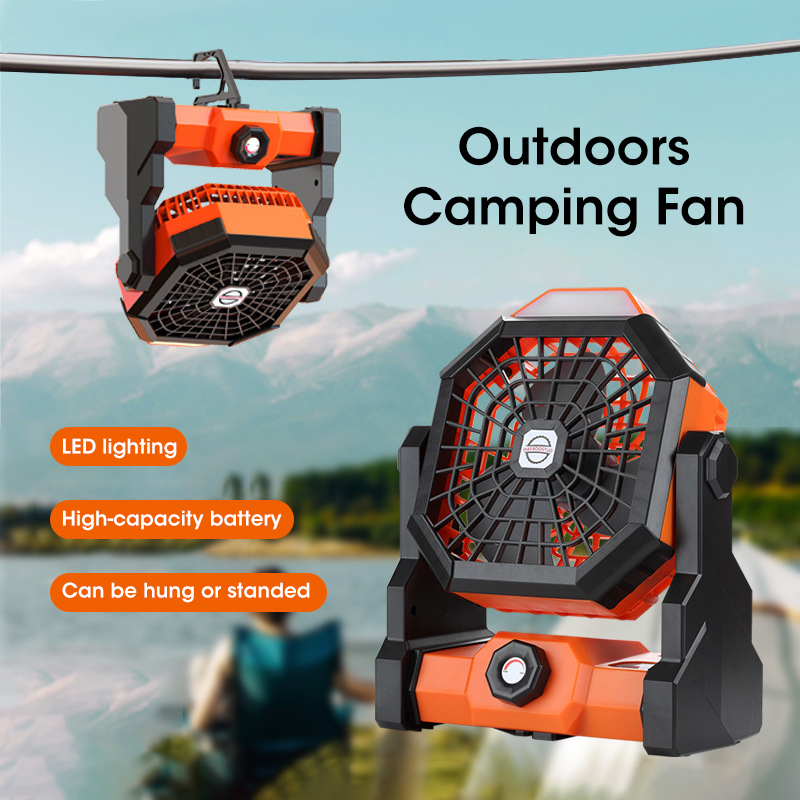 Outdoor Camping Misting Fan - พัดลมตั้งแคมป์ขนาด 10000mAh พร้อมโคมไฟ LED แบบพกพาแบตเตอรี่ขับเคลื่อนพัดลมกลางแจ้งพัดลมแบบชาร์จไฟส่วนบุคคลสําหรับการเดินทางเดินป่า