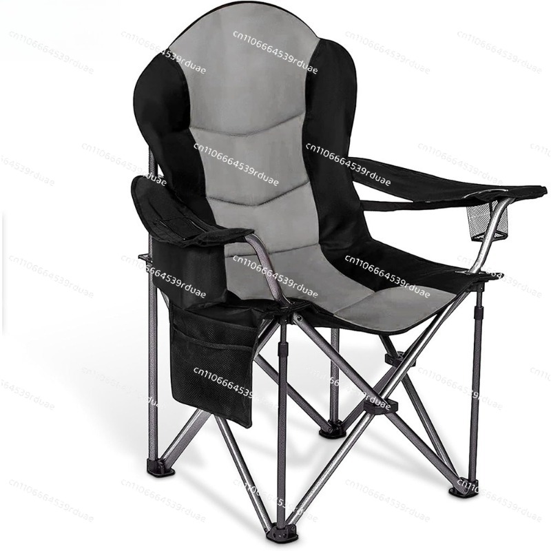 Outdoor Oversized Camping Chair - เก้าอี้พับสำหรับตั้งแคมป์กลางแจ้ง ขนาดใหญ่พิเศษ พร้อมพนักพิงหลังแบบรองรับหลังส่วนล่าง และช่องใส่แผ่นน้ำแข็ง