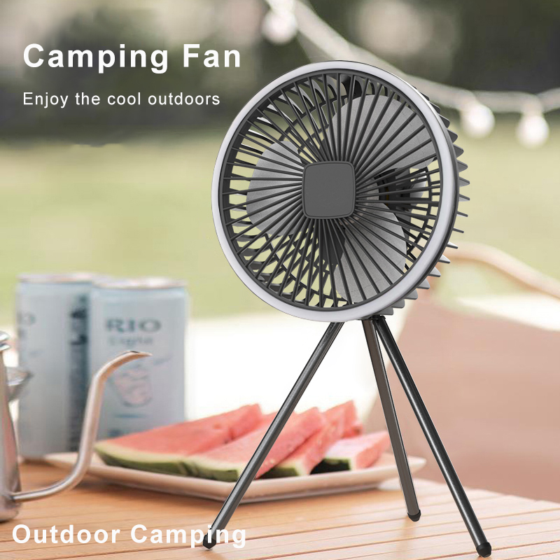 Outdoor Camping Misting Fan - พัดลมตั้งโต๊ะแบบพกพา 10000mAh 5000mAh USB ชาร์จไฟได้ พัดลมเพดานไร้สาย