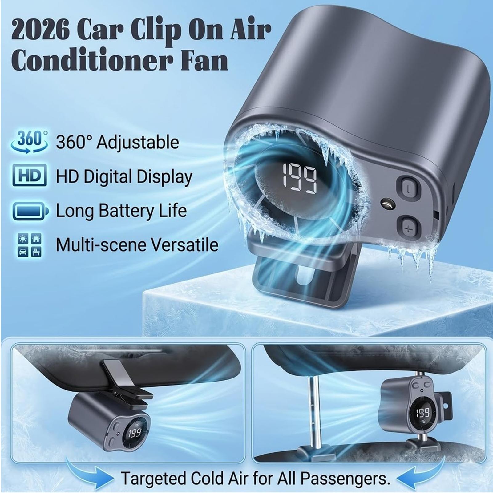 Outdoor Camping Misting Fan - พัดลมระบายความร้อนแบบเซมิคอนดักเตอร์สำหรับรถยนต์ ชาร์จผ่าน USB แบบหนีบ พกพาได้ ใช้กับโต๊ะทำงานได้