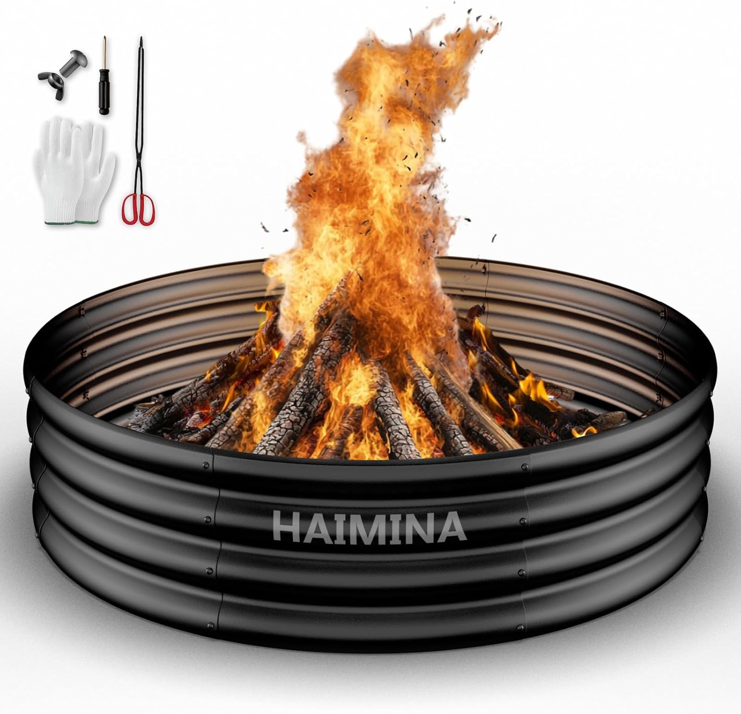 Outdoor Camping Fire Pit - วงแหวนเตาไฟขนาด 36 นิ้ว สำหรับเผาไม้กลางแจ้ง ทนทาน ทนความร้อนสูง