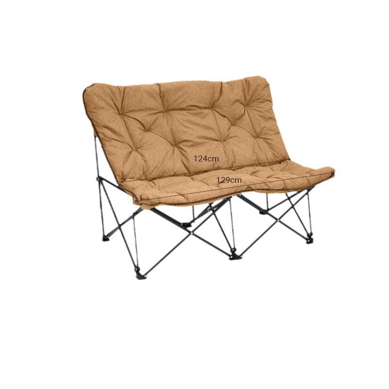 Outdoor Oversized Camping Chair - เก้าอี้แคมป์ปิ้งพับได้ขนาดใหญ่แบบสองที่นั่ง พกพาสะดวก พร้อมเบาะนุ่ม โซฟาพับได้สำหรับระเบียง ลานบ้าน ปิกนิก