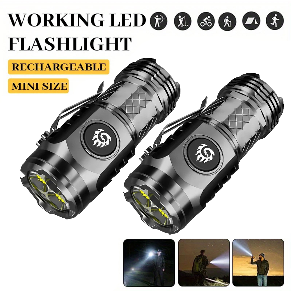 Battery Outdoor Camping - ไฟฉาย LED พลังสูง แบตเตอรี่ในตัว ชาร์จได้ด้วย Type-C