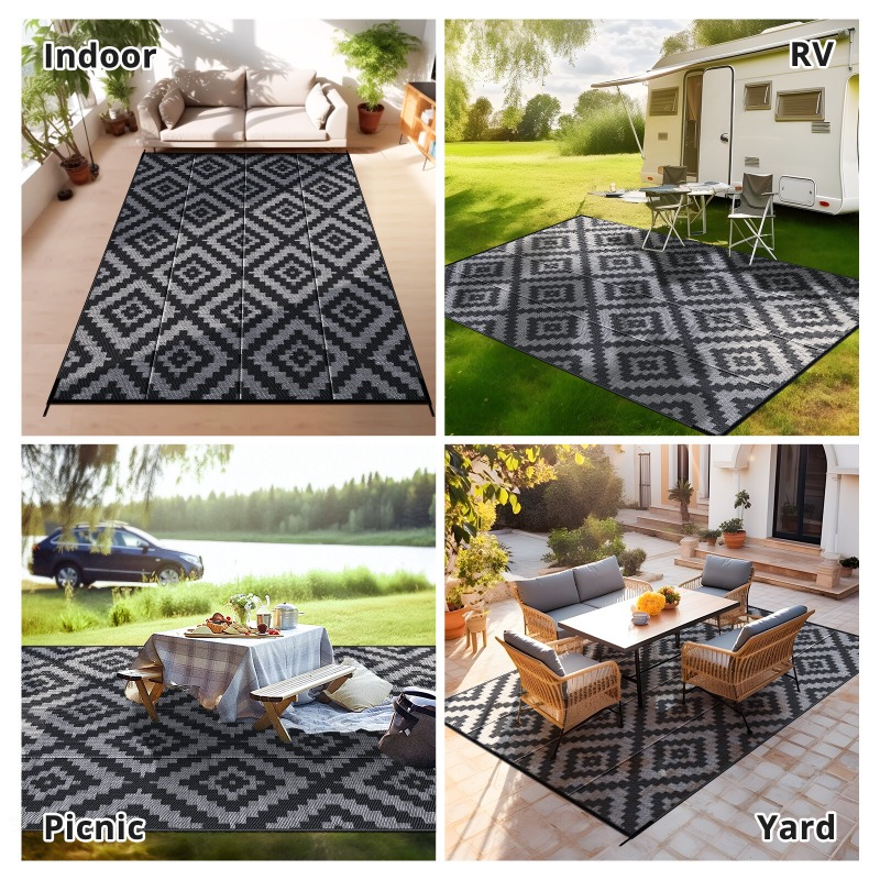 Outdoor Camping Rugs 9X12 - พรมปูพื้นกลางแจ้ง (5x8, 6x9, 9x12, 9x18) สำหรับลานบ้าน