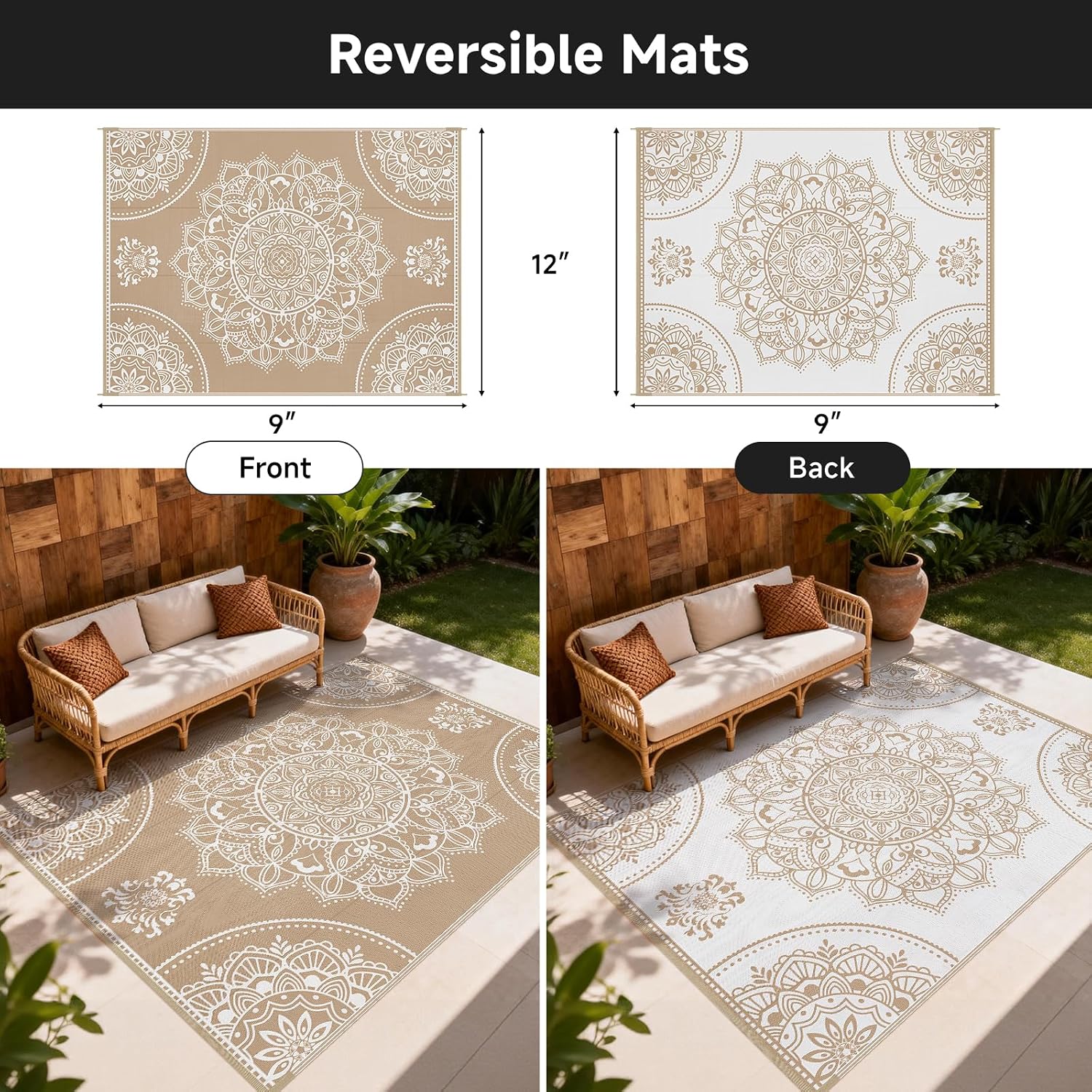 พรมกันน้ำสำหรับกลางแจ้ง 9x12 ฟ - Outdoor Camping Rugs 9X12 บทวิจารณ์และราคา