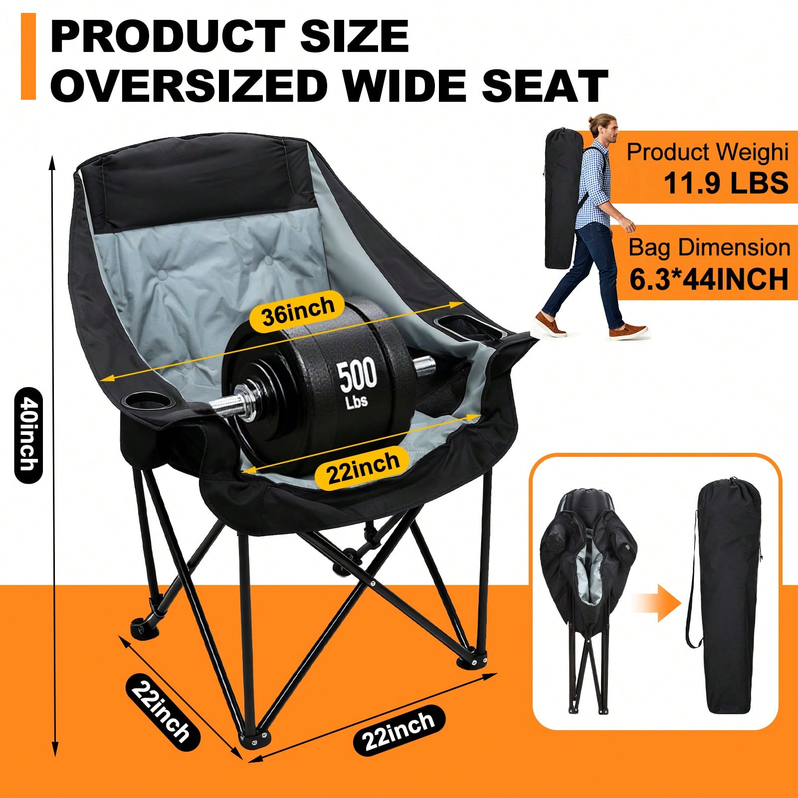 เก้าอี้แคมป์ปิ้งแบบคู่พร้อมระบ - Outdoor Oversized Camping Chair บทวิจารณ์และราคา