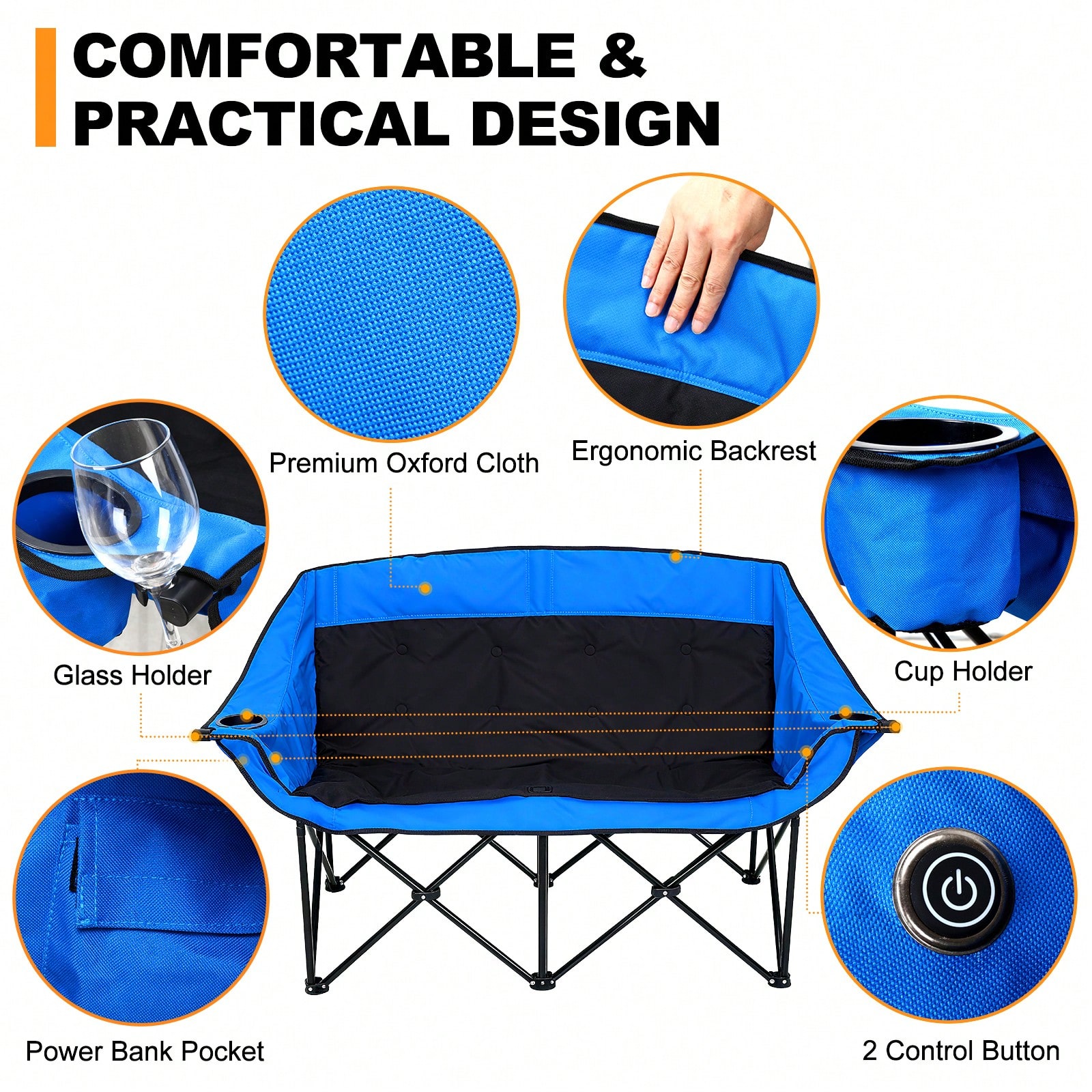เก้าอี้แคมป์ปิ้งแบบคู่พร้อมระบ - Outdoor Oversized Camping Chair บทวิจารณ์และราคา