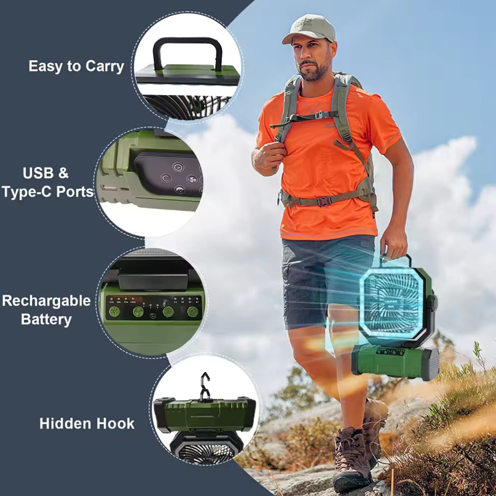 พัดลมพกพาอเนกประสงค์ 20000mAh  - Outdoor Camping Misting Fan บทวิจารณ์และราคา