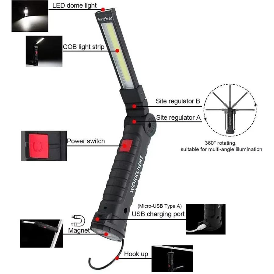 ไฟฉาย LED แบบพกพาพร้อมตะขอแม่เ - Outdoor Camping Lighting บทวิจารณ์และราคา