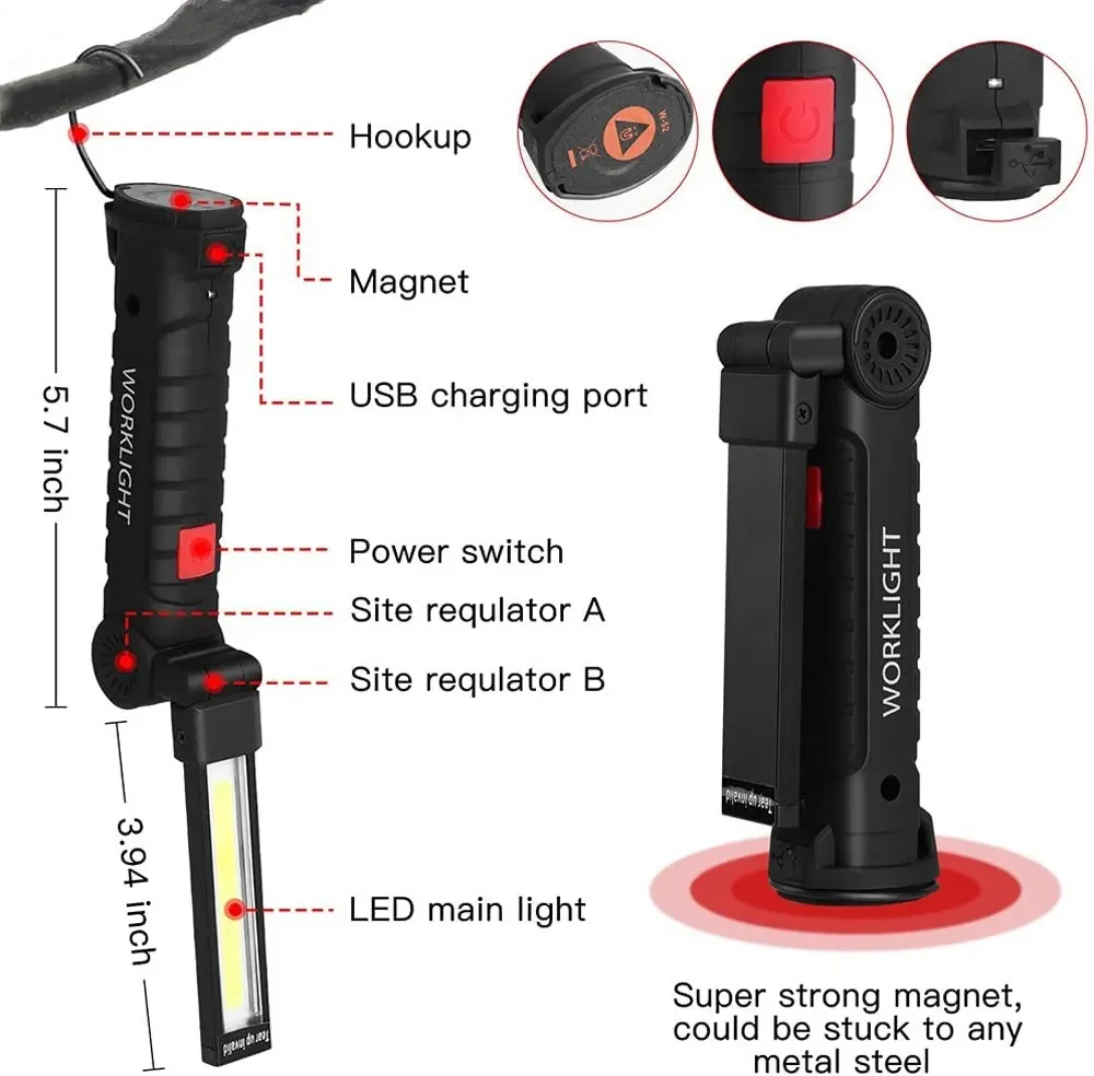 แบบพกพา COB ไฟฉาย LED USB ชาร์ - Outdoor Camping Lighting บทวิจารณ์และราคา