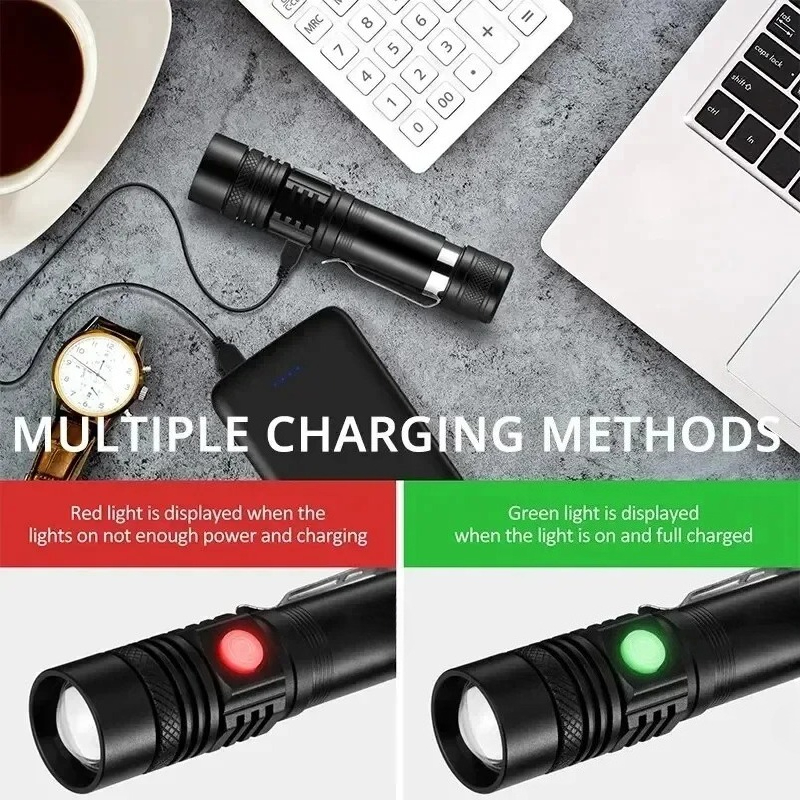 ไฟฉายแบบชาร์จได้ T6 ใช้แบตเตอร - Outdoor Camping Adventure บทวิจารณ์และราคา