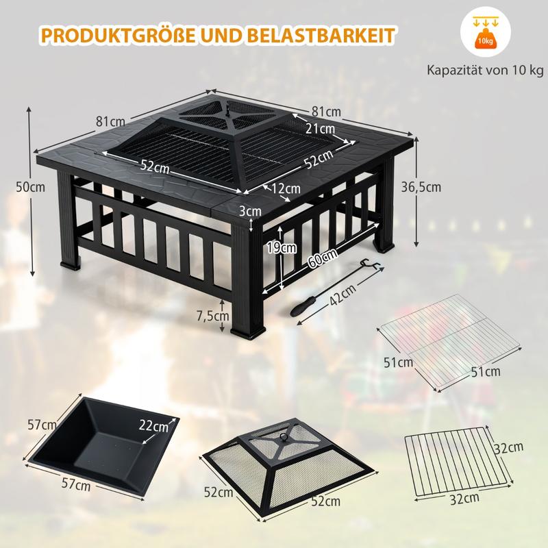 โต๊ะเตาไฟกลางแจ้งแบบสี่เหลี่ยม - Outdoor Camping Fire Pit บทวิจารณ์และราคา