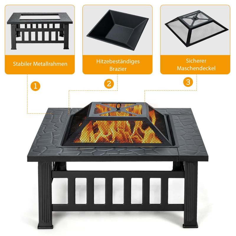 โต๊ะเตาไฟกลางแจ้งแบบสี่เหลี่ยม - Outdoor Camping Fire Pit บทวิจารณ์และราคา