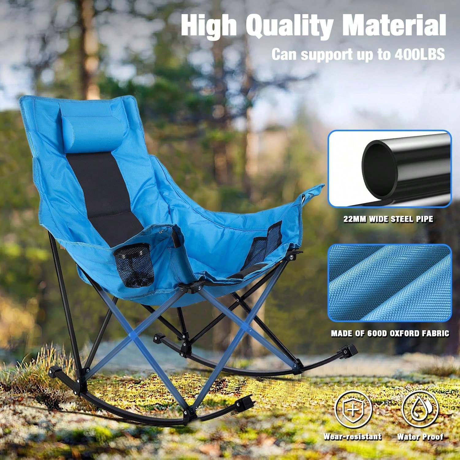 เก้าอี้พับโยกสำหรับตั้งแคมป์กล - Outdoor Oversized Camping Chair บทวิจารณ์และราคา