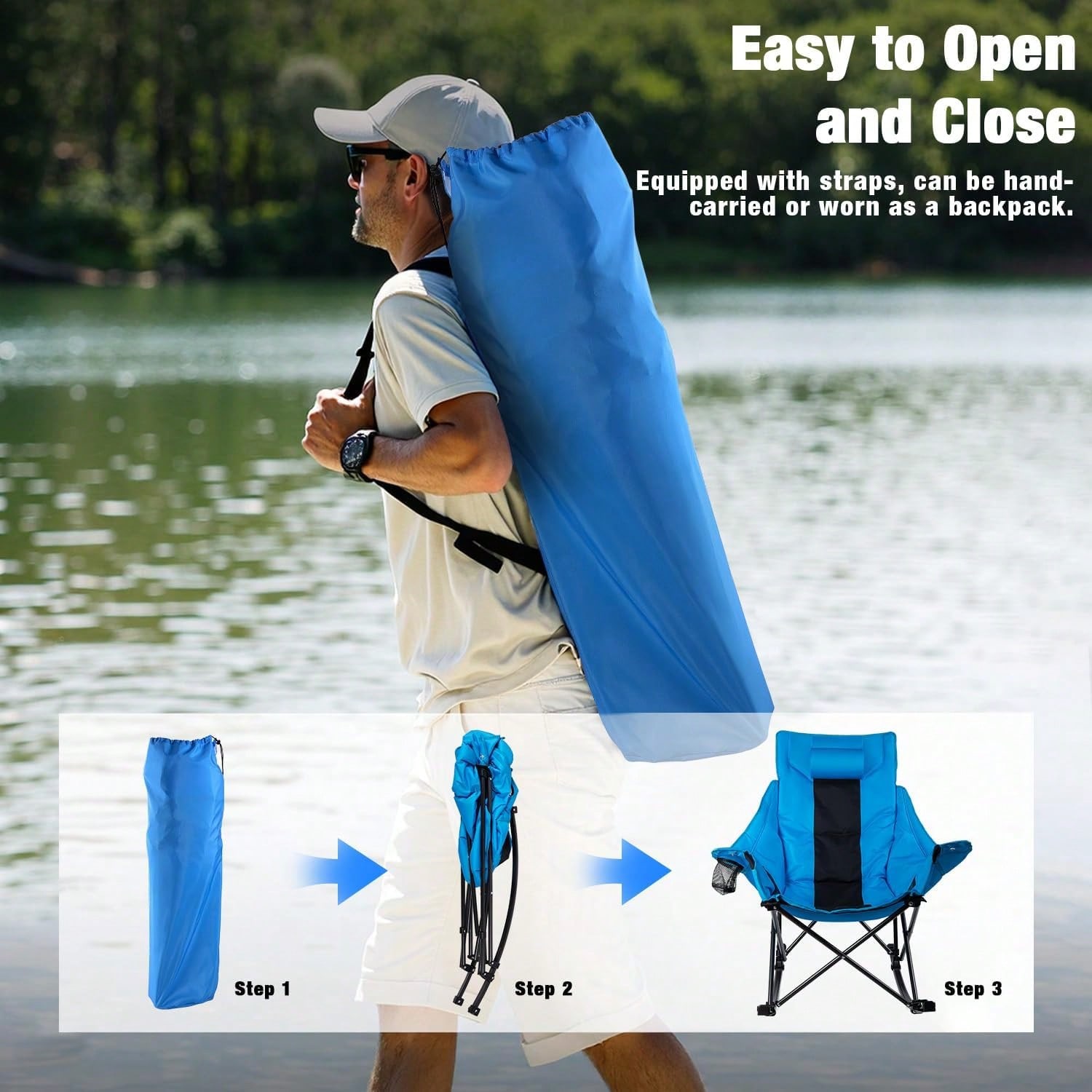 เก้าอี้พับโยกสำหรับตั้งแคมป์กล - Outdoor Oversized Camping Chair บทวิจารณ์และราคา