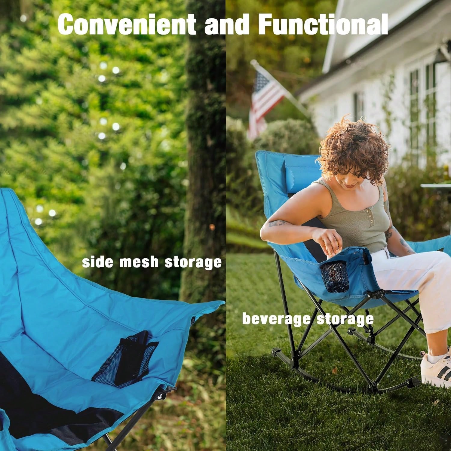 เก้าอี้พับโยกสำหรับตั้งแคมป์กล - Outdoor Oversized Camping Chair บทวิจารณ์และราคา