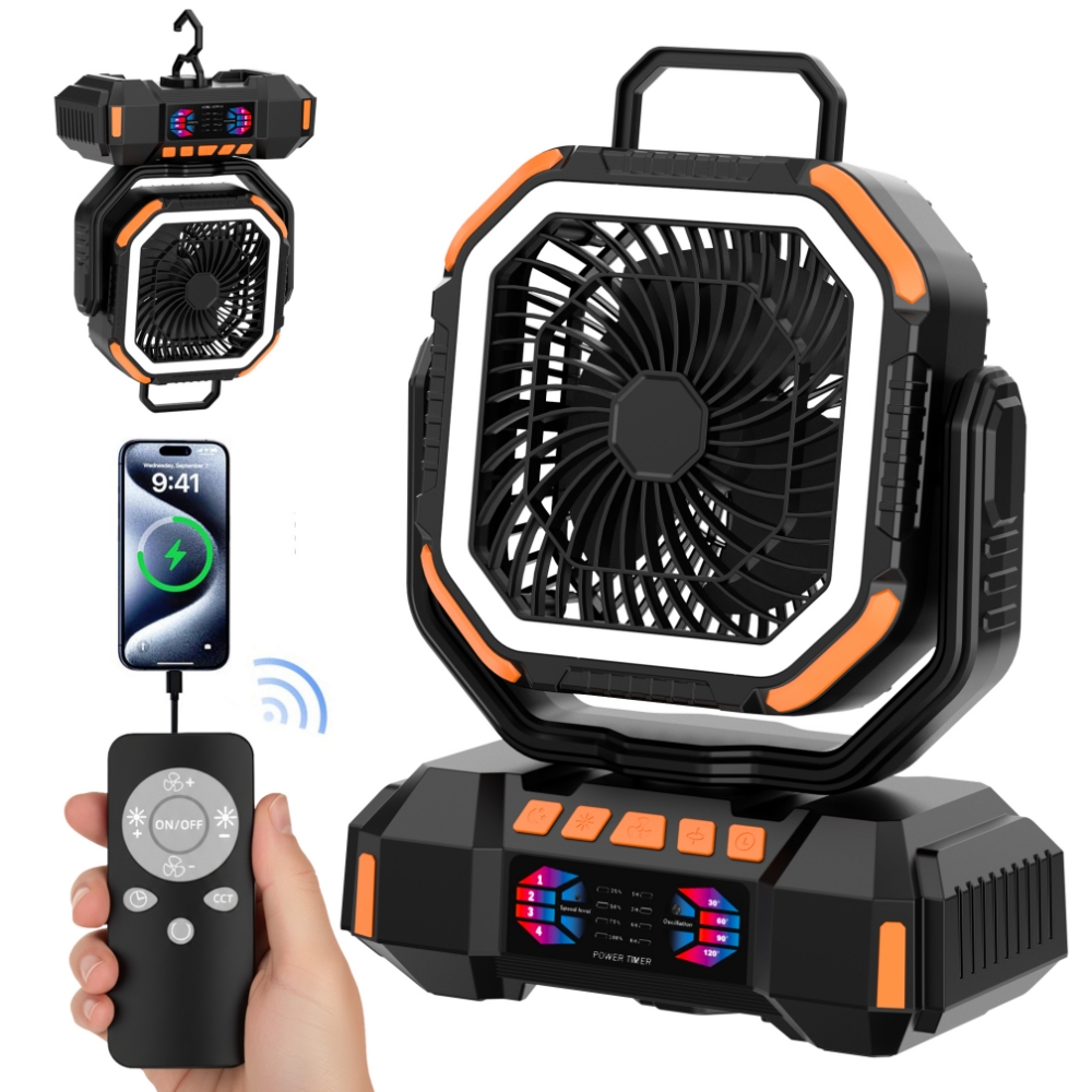 พัดลมแบบพกพา ใช้แบตเตอรี่ 4000 - Outdoor Camping Misting Fan บทวิจารณ์และราคา