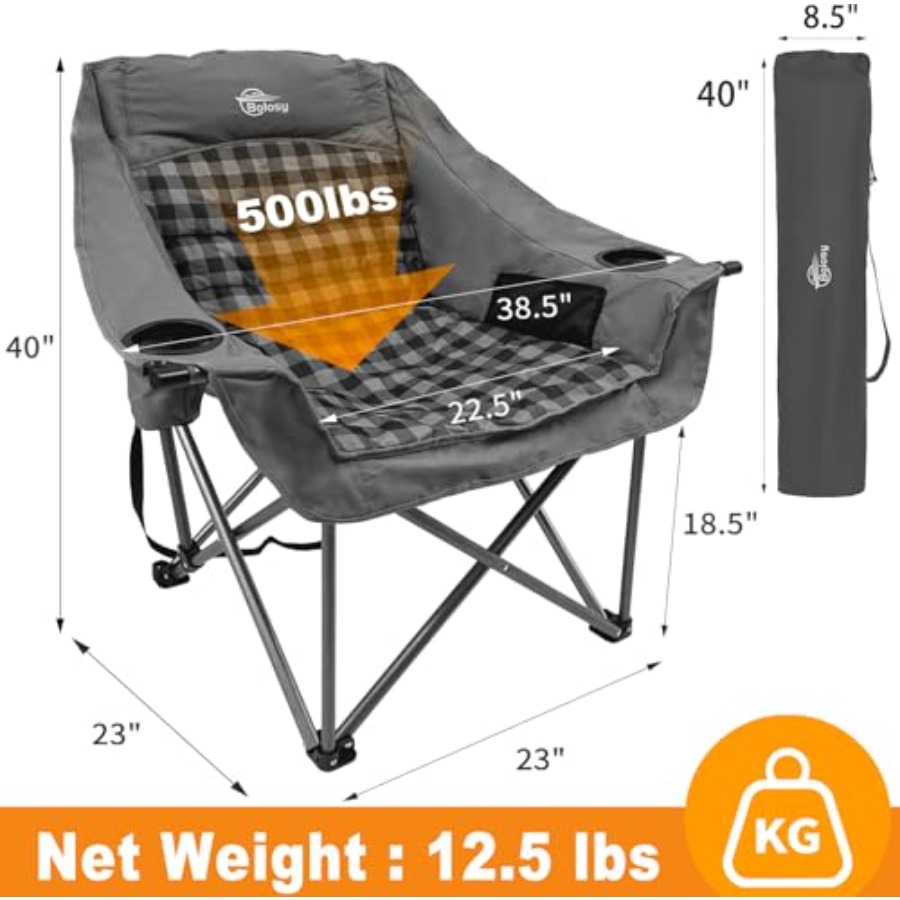 เก้าอี้แคมป์ปิ้งขนาดใหญ่สำหรับ - Outdoor Oversized Camping Chair บทวิจารณ์และราคา