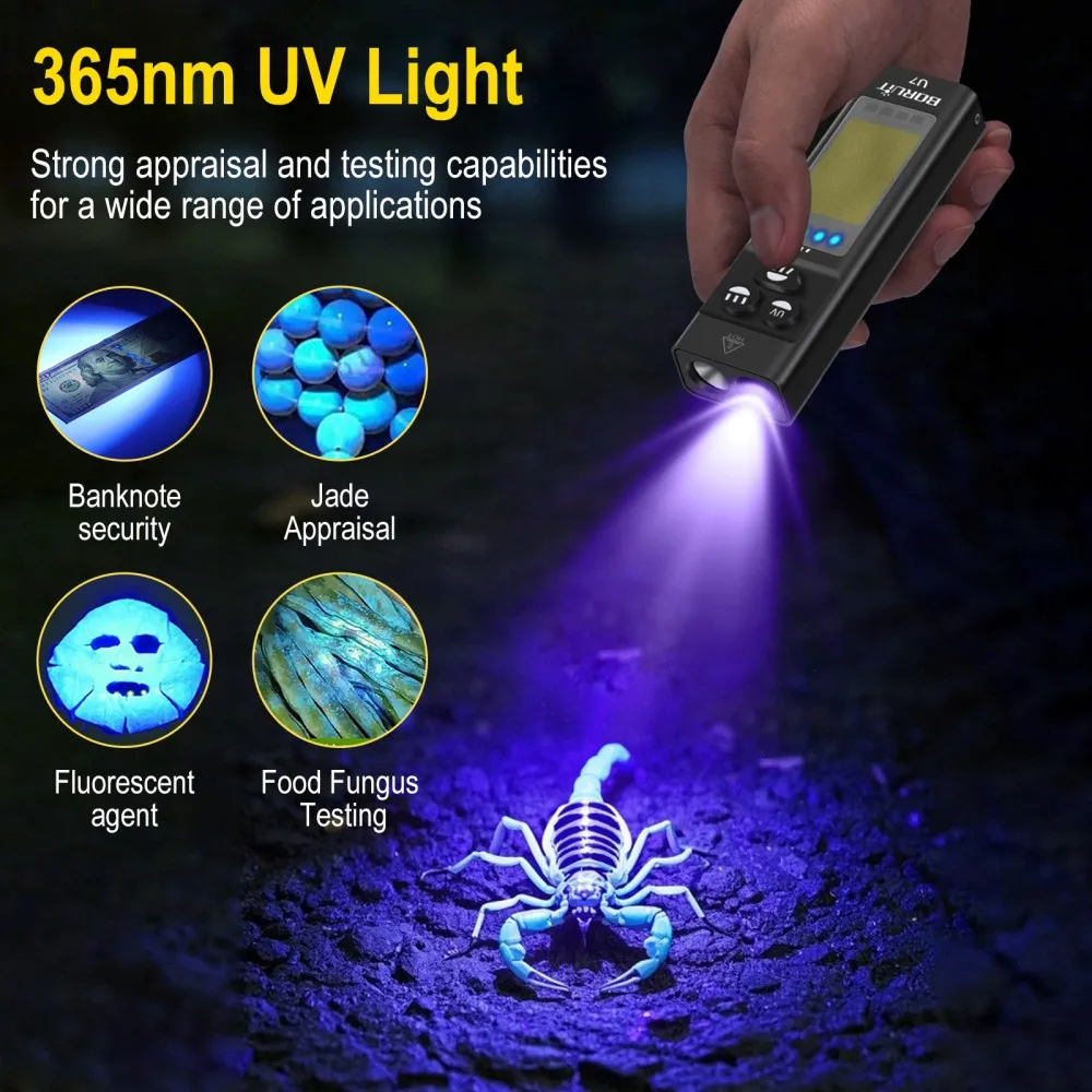 ไฟฉาย BORUiT U7 UV LED EDC 110 - Battery Outdoor Camping บทวิจารณ์และราคา