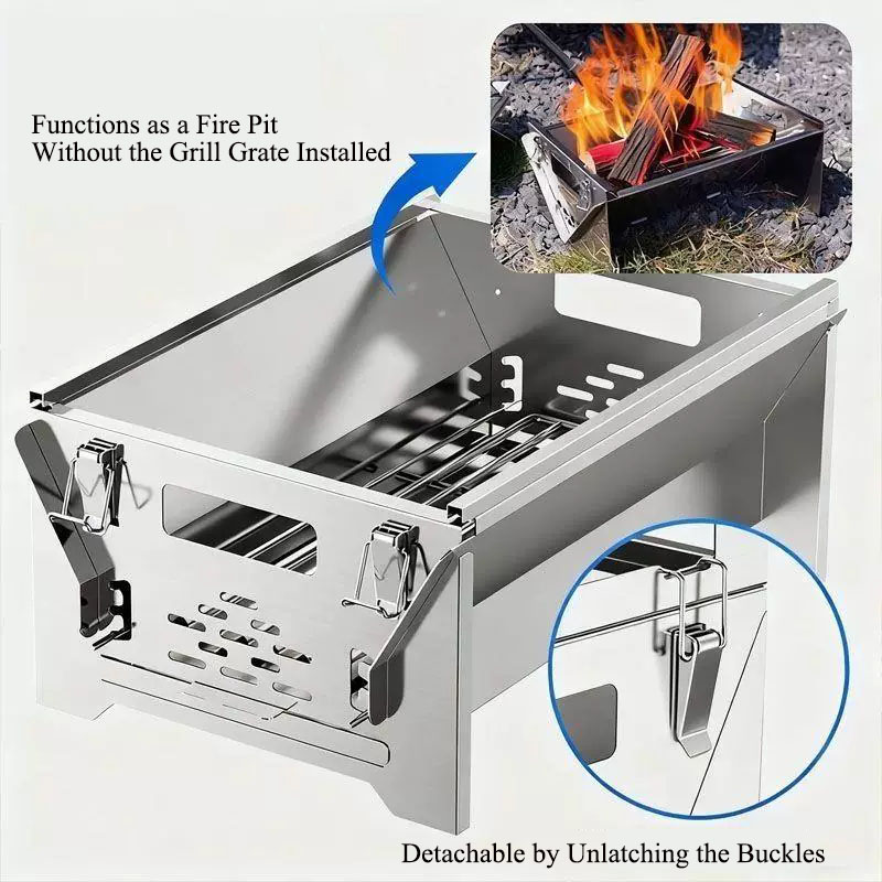 เตาย่างบาร์บีคิวแบบพลิกได้ 2 i - Outdoor Camping Fire Pit บทวิจารณ์และราคา
