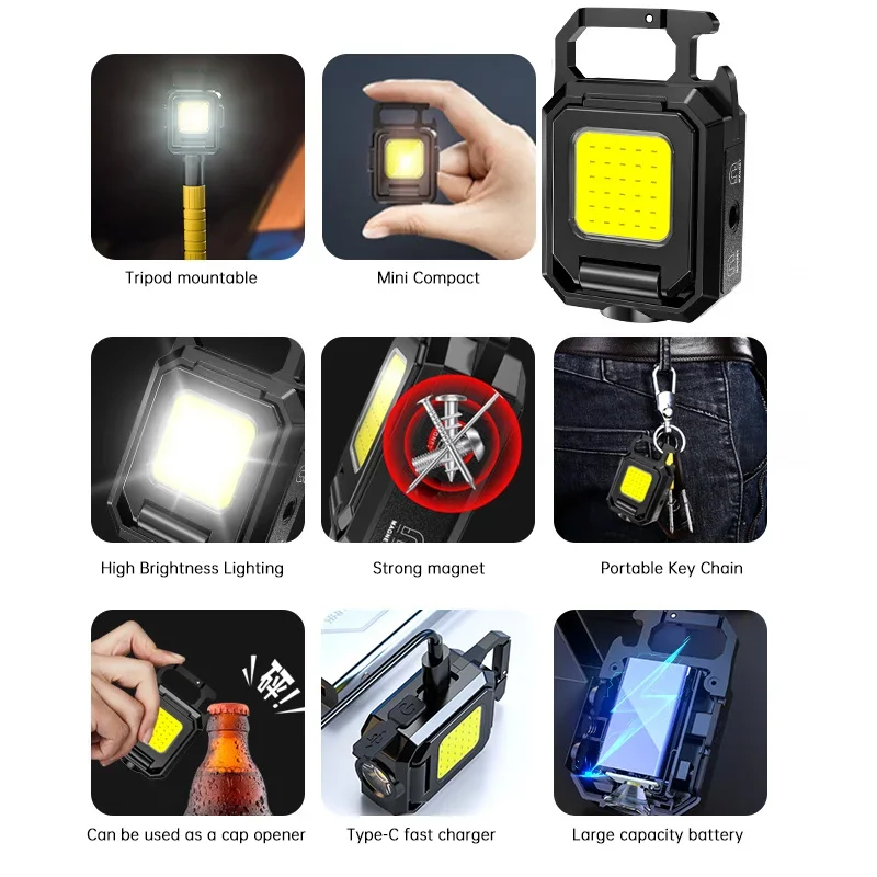 ไฟฉายขนาดเล็กพวงกุญแจไฟ COB ไฟ - Outdoor Camping Lighting บทวิจารณ์และราคา