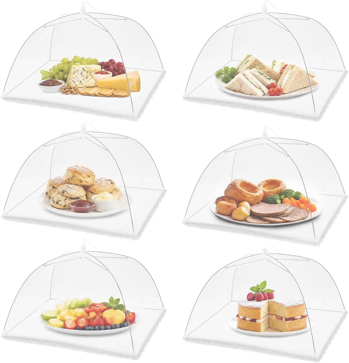 (6 ชิ้น) ผ้าคลุมอาหารแบบตาข่าย - Outdoor Camping Food บทวิจารณ์และราคา