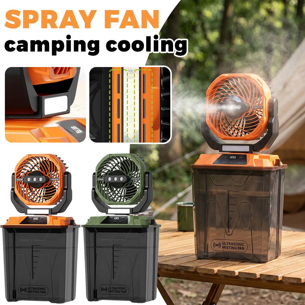 พัดลมพ่นละอองน้ำแบบพกพาสำหรับต - Outdoor Camping Misting Fan บทวิจารณ์และราคา
