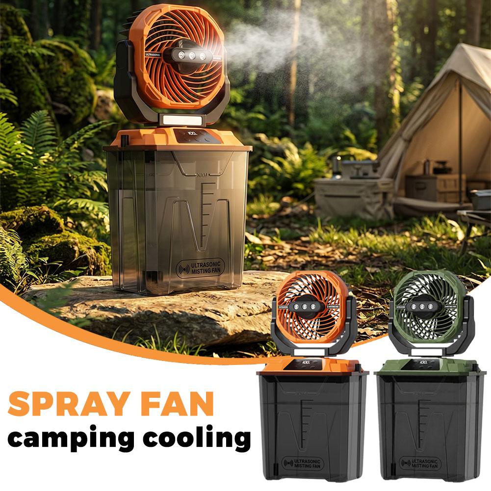 พัดลมพ่นละอองน้ำแบบพกพาสำหรับต - Outdoor Camping Misting Fan บทวิจารณ์และราคา