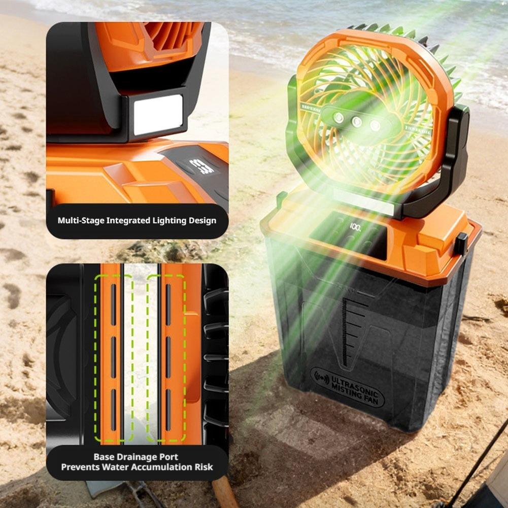 พัดลมพ่นละอองน้ำแบบพกพาสำหรับต - Outdoor Camping Misting Fan บทวิจารณ์และราคา