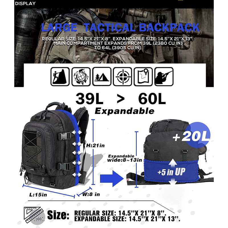 กระเป๋าเป้สะพายหลังทหาร 65 ลิต - Lightweight Backpack 65L บทวิจารณ์และราคา