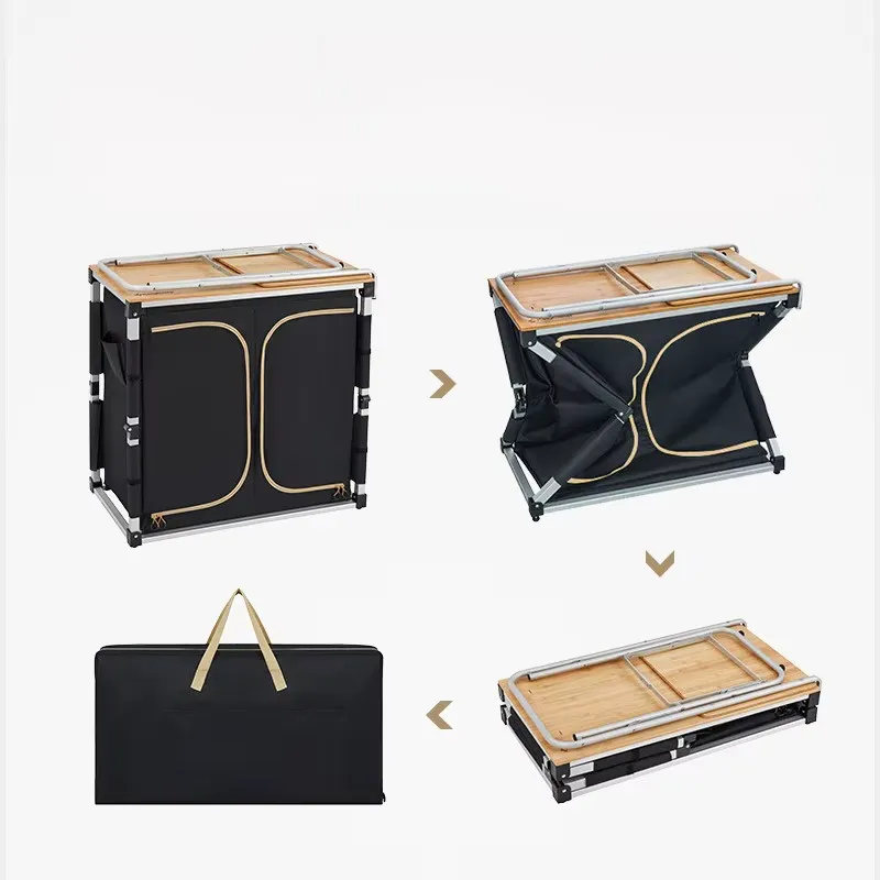 โต๊ะพับได้แบบพกพาสำหรับตั้งแคม - Outdoor Camping Kitchen With Sink บทวิจารณ์และราคา
