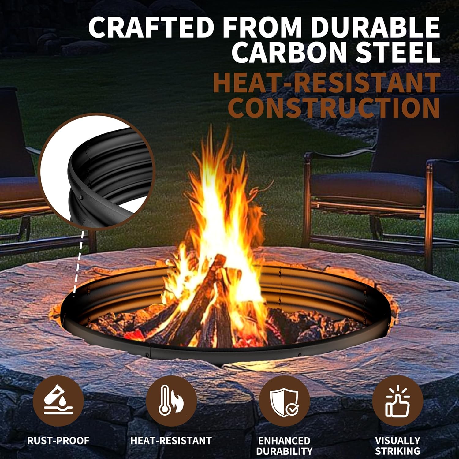 วงแหวนเตาไฟขนาด 36 นิ้ว สำหรับ - Outdoor Camping Fire Pit บทวิจารณ์และราคา