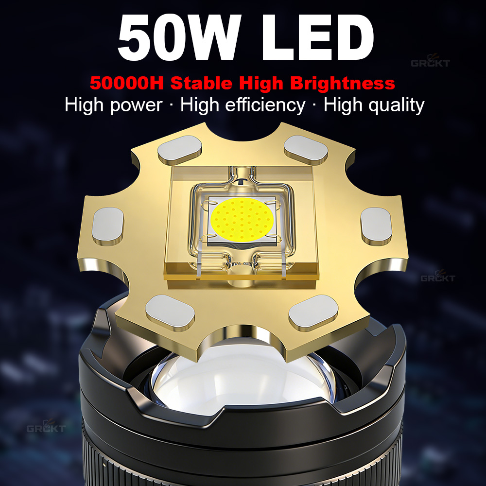 ไฟฉาย LED กำลังสูง 80000CD ไฟฉ - Battery Outdoor Camping บทวิจารณ์และราคา