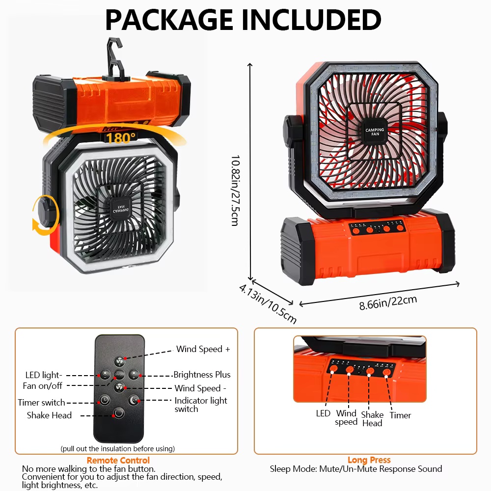 พัดลมพกพาอเนกประสงค์ 20000mAh  - Outdoor Camping Misting Fan บทวิจารณ์และราคา