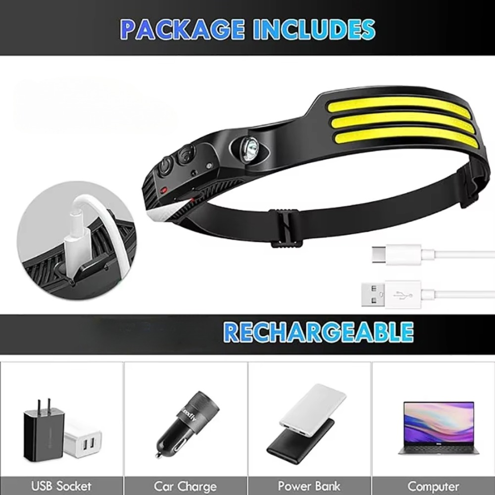 ไฟหน้าแบบเหนี่ยวนำ LED COB แบบ - Battery Outdoor Camping บทวิจารณ์และราคา