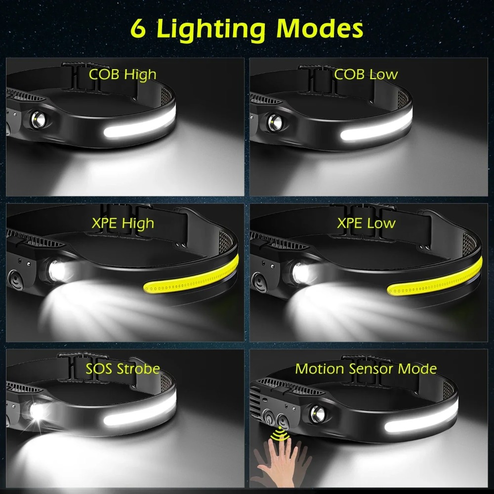 ไฟหน้าแบบเหนี่ยวนำ LED COB แบบ - Battery Outdoor Camping บทวิจารณ์และราคา